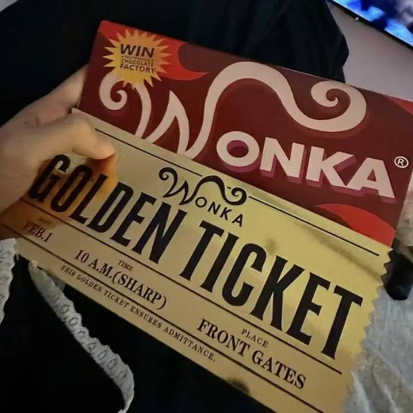 Wonka Charlie Chocolate Golden Ticket Anime Gold Voucher Brooch Pin Badges Metal Pins Bookmark Collection Valentine's Day Gift
