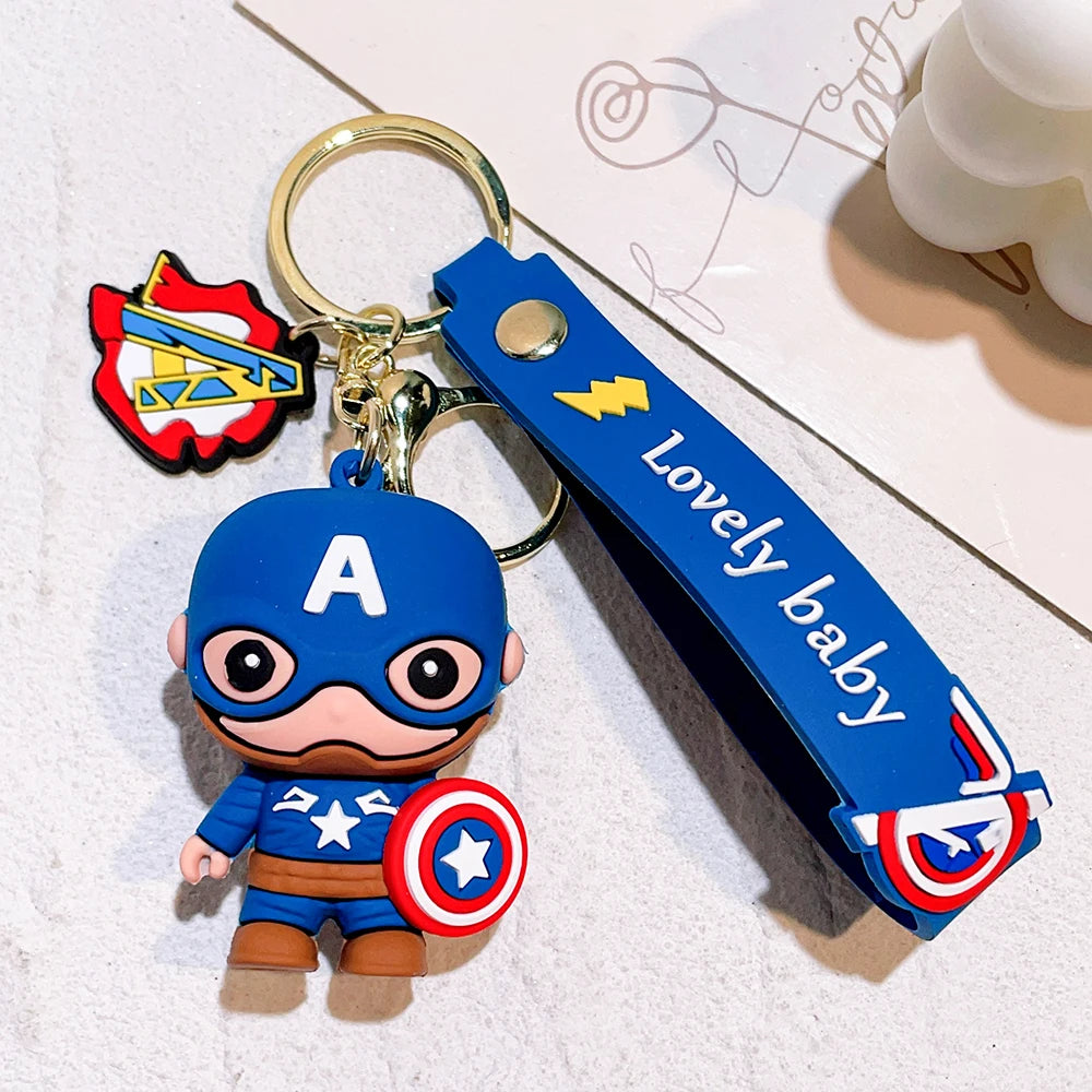 Q Version of The Marvel Series Keychain Cartoon Creative Spider-Man Doll Key Ring Schoolbag Car Key Chain Pendant Student Gifts