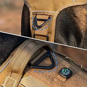 Tactical Dog Harness, two Metal Buckle Heavy Duty Dog Harness with Do Not Pet nameplate Patch, Reflective Military Dog Harness