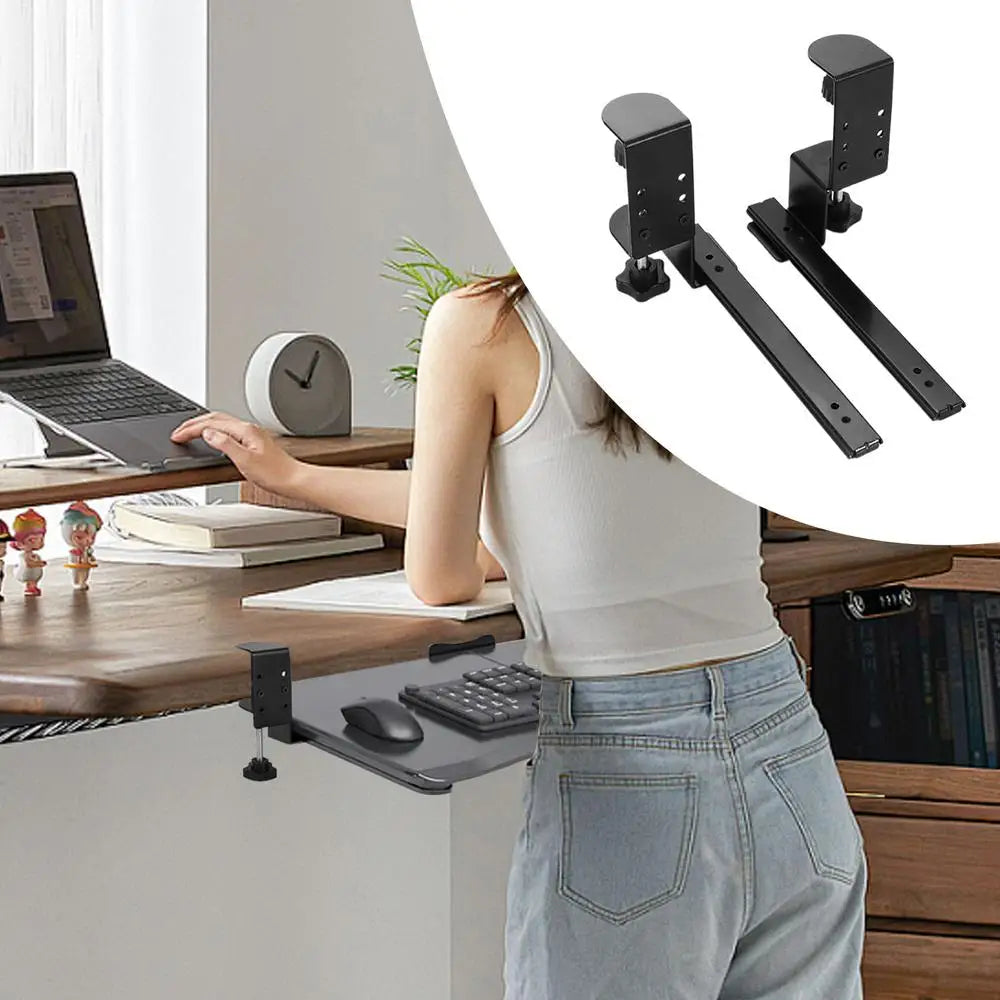 Underdesk Keyboard Drawer Under Desk Mounted Keyboard Holder Slide-Out Keyboard Drawer Keyboard Shelf Sliding Under Desk Mounted