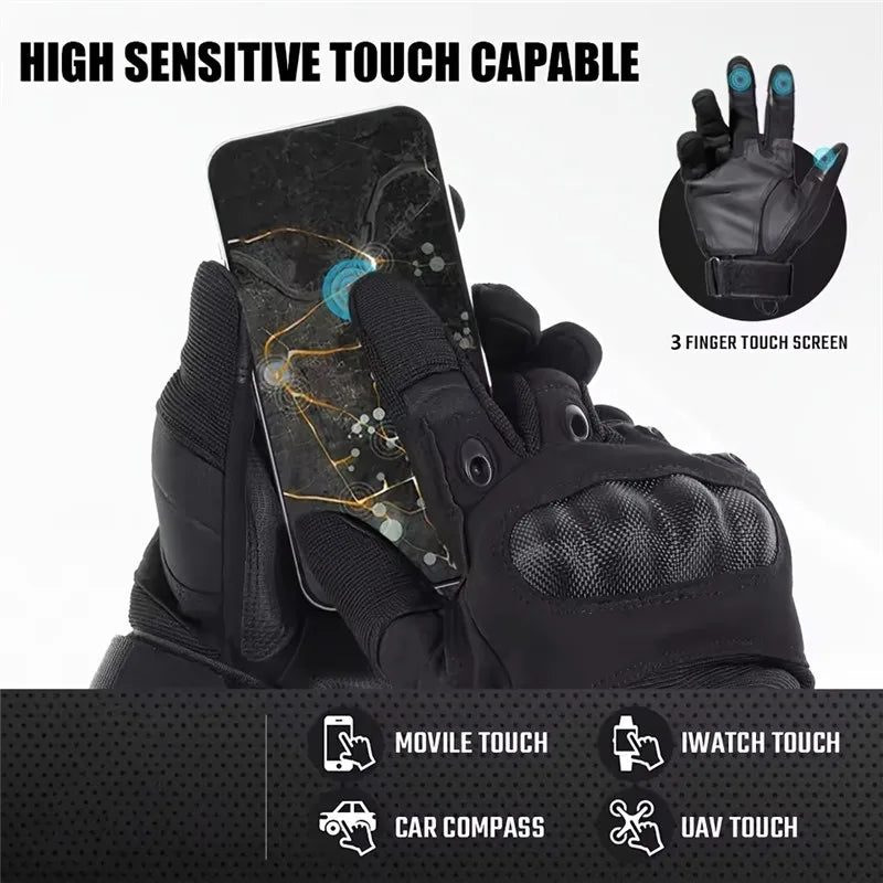 Tactical Gloves Men Full Finger Gloves Touchscreen and Palm Anti-Slip, Durable Gloves Ideal for Outdoor Training Hunting Hiking