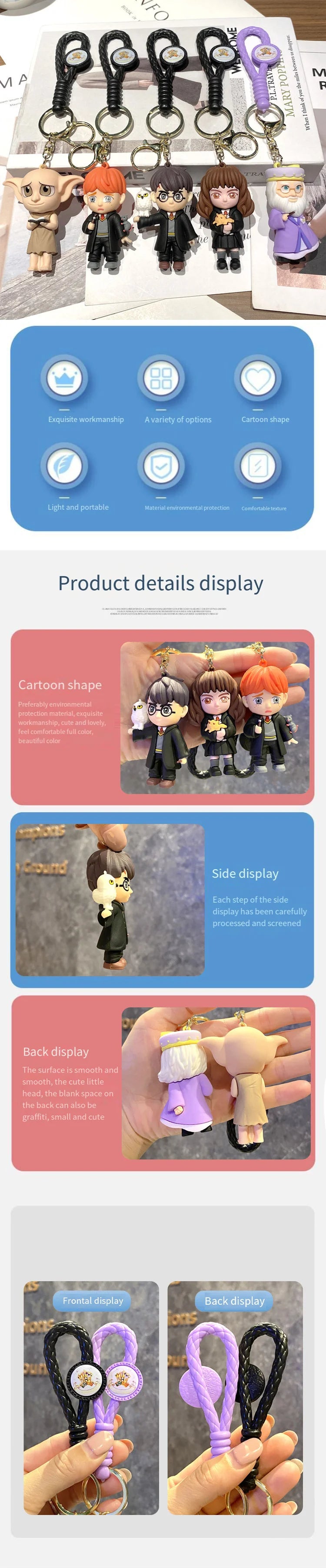 Harry Hogwarts Keychain Cute Cartoon Character Car Hanging Ornament Backpack Charm Gift for fans Kids Purse Keys Bag Decoration