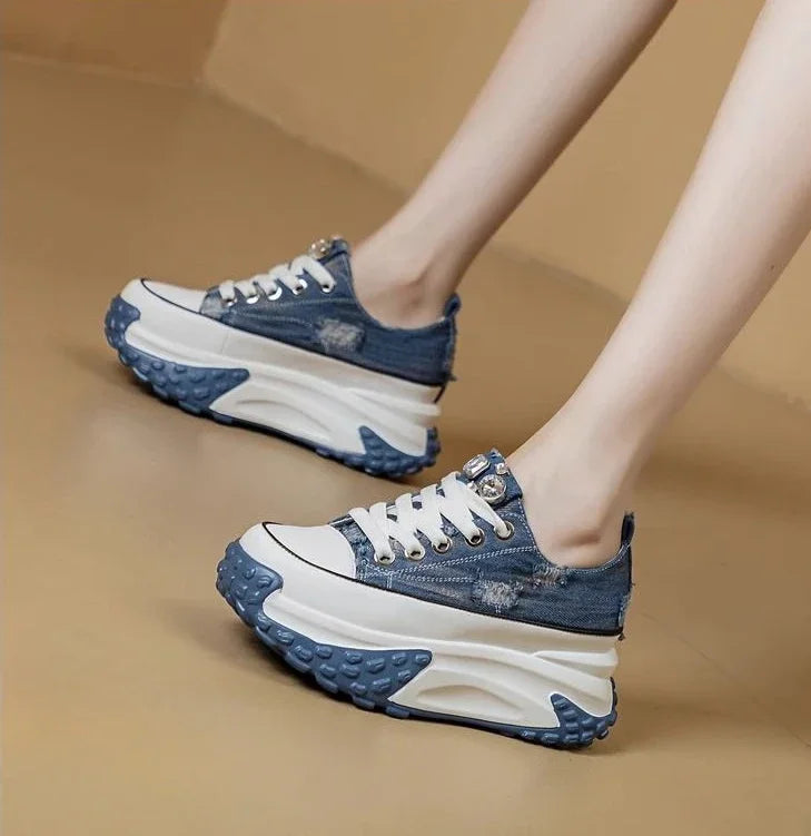 Women's Shoes High on Platform Retro Ladies Footwear Y2k Fashion Casual Light Cheap Offer Daily Routine 39 Vulcanized Shoe Deals