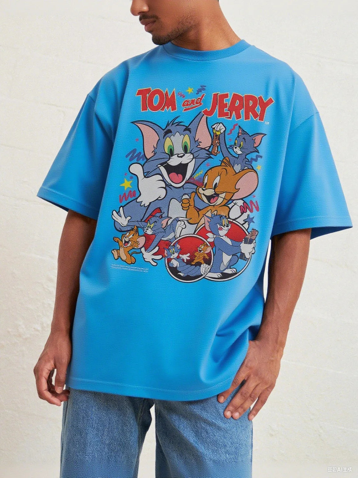 Tom and Jerry Cotton Tee Fun Retro Group Print of Tom Jerry and Friends 100% Pure Cotton for A Nostalgic Look Arrival Tee S-4XL