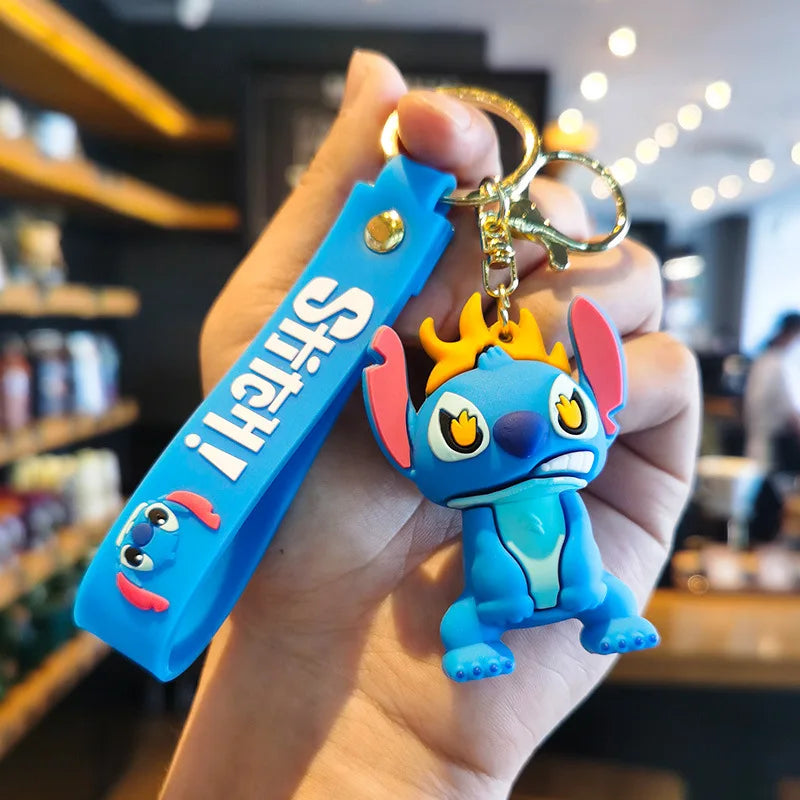 New Cartoon Anime Disney Keychain Mickey Mouse Minnie Lilo & Stitch Keyring Key Chain Car Pendant Kids Toys Gift Wholesale