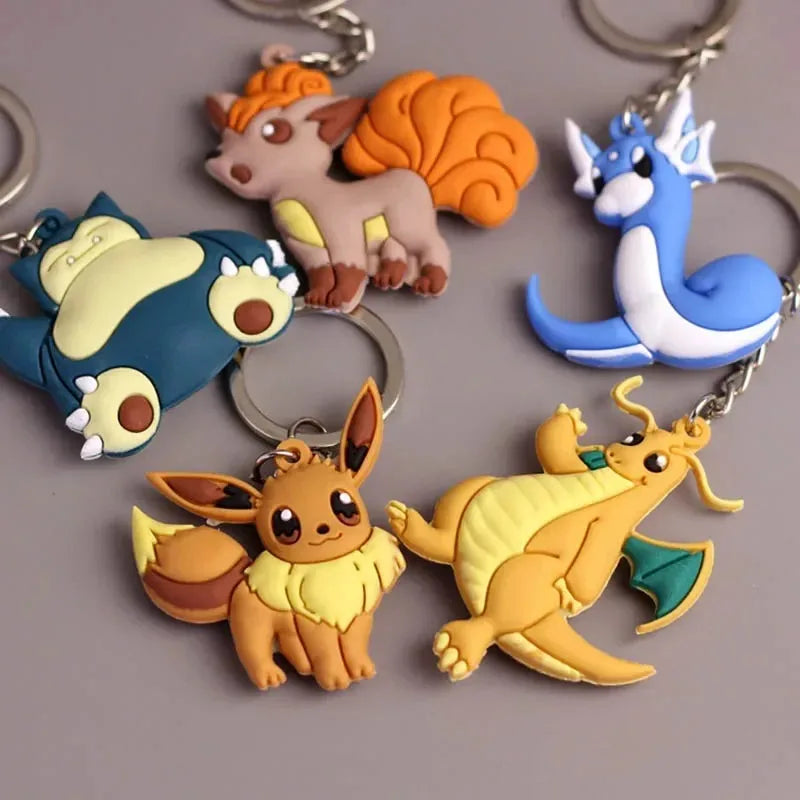 New Pokemon keychain Pikachu Pokémon PVC soft plastic pendant fashion bag pendant Charmander doll keychain car keychain