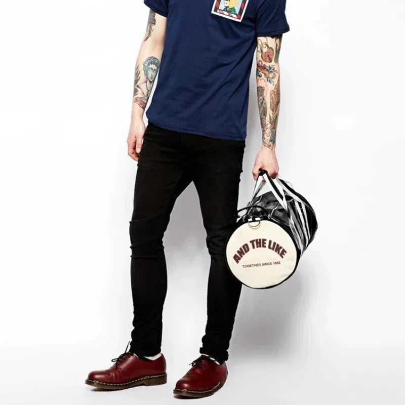 Gym Bag Men and Women Shoulder Bag Messenger Portable Training Basketball Bag Cylinder Travel Bags Sports Leather Handbag Tennis