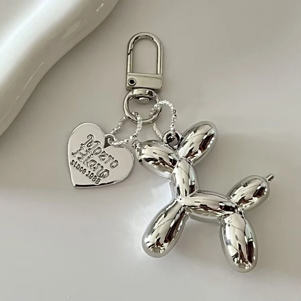 Cute Acrylic Cartoon Balloon Dog Keychains for Women Y2k Bag Pendant Couple Car Key Chains Jewelry Gift Decoration Accessories