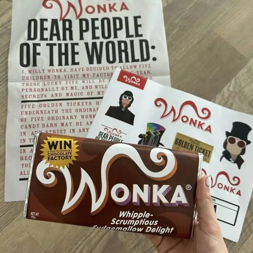 Wonka Charlie Chocolate Golden Ticket Anime Gold Voucher Brooch Pin Badges Metal Pins Bookmark Collection Valentine's Day Gift