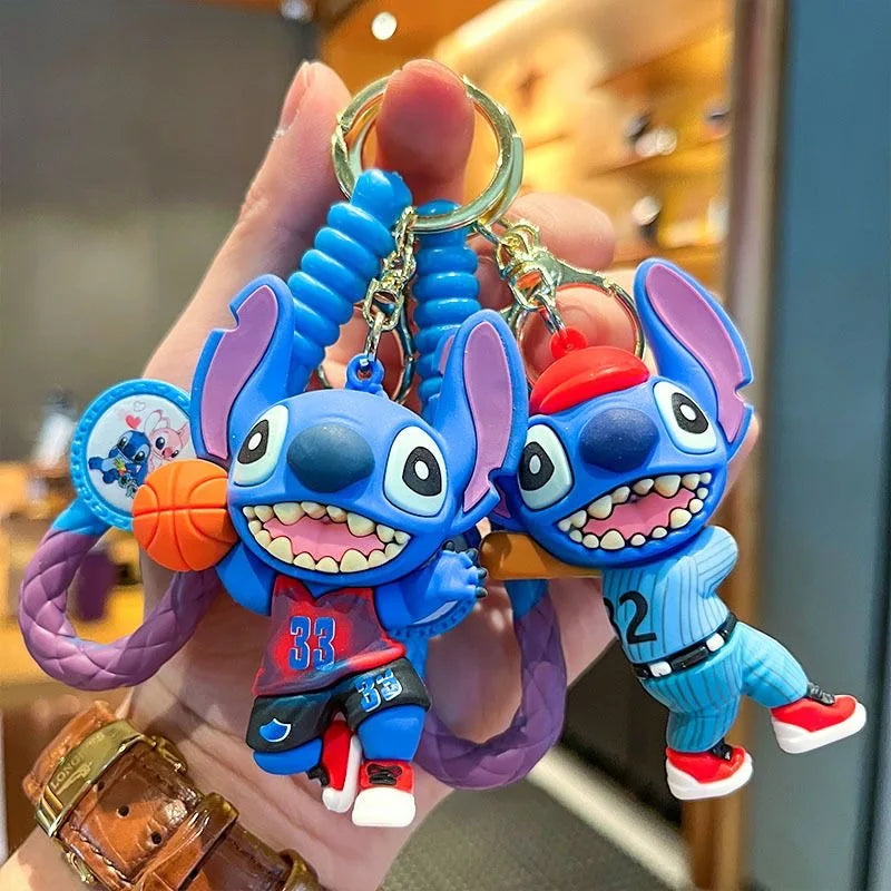 Wholesale Anime Disney Keychain New Mickey Mouse Minnie Lilo & Stitch Doll Keyring Ornament Key Chain Car Pendant Kid Toys Gifts