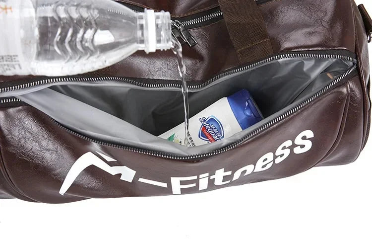 Gym Bag Men and Women Shoulder Bag Messenger Portable Training Basketball Bag Cylinder Travel Bags Sports Leather Handbag Tennis
