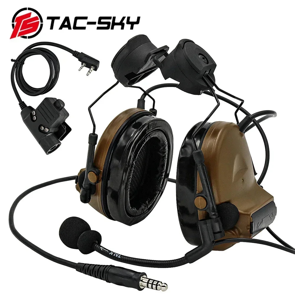 TAC -SKY TSCII Tactical Headset with ARC Rail Adapter Hearing Protection Airsoft Headphones Noise-cancelling Shooting Earmuff