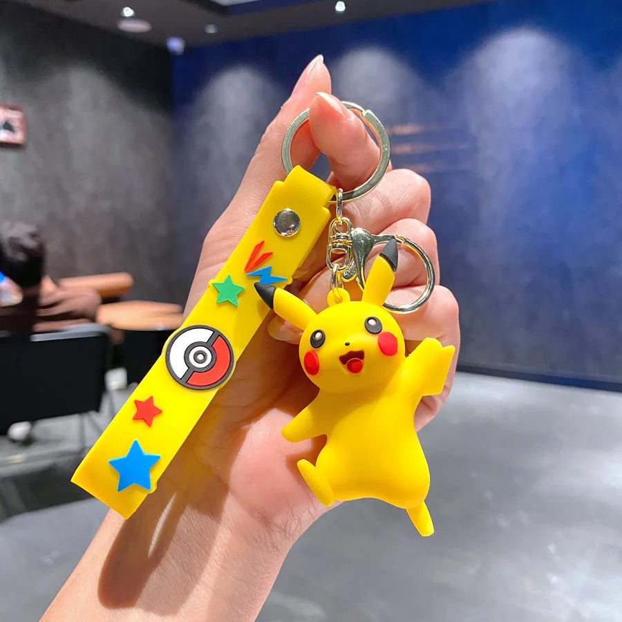 New Pokemon Pikachu Keychain Anime Cartoon Key Chain Charmander Psyduck Fashion Bag Keyring Pendant Accessories Toys Kids Gifts