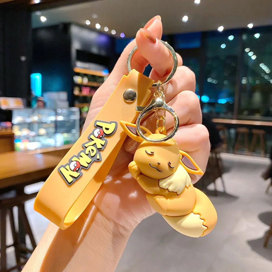 New Pokemon Pikachu Keychain Anime Cartoon Key Chain Charmander Psyduck Fashion Bag Keyring Pendant Accessories Toys Kids Gifts
