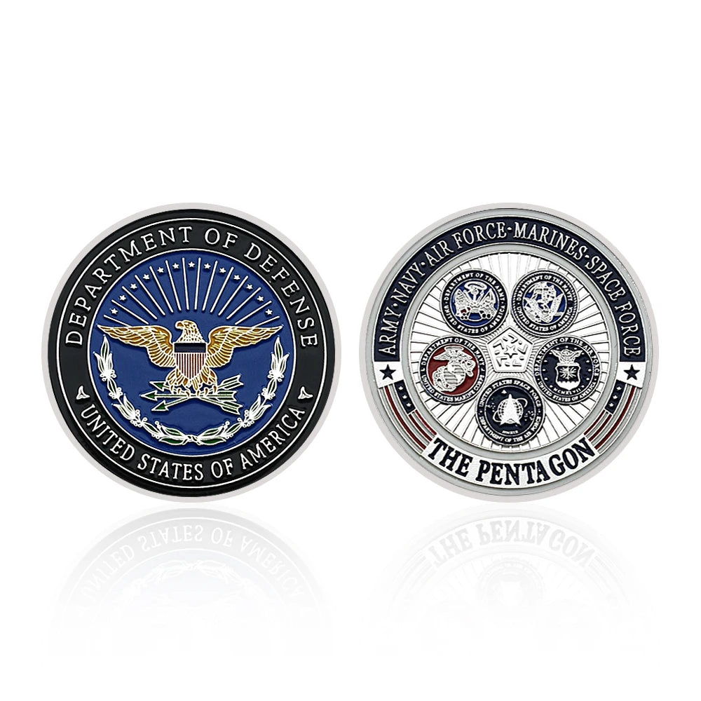 US Department of Defense Army, Navy, Air Force, Marines and Space Force The Penta Gon Silver Coin Military Commemorative Medal