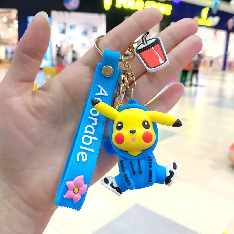New Pokemon Pikachu Keychain Anime Cartoon Key Chain Charmander Psyduck Fashion Bag Keyring Pendant Accessories Toys Kids Gifts