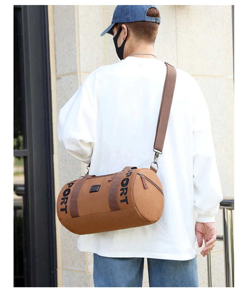 Gym Bag for Man Canvas Sports Fitness Tote Travel Luggage Handbag Outdoor Shoulder Duffle Training Tactical Bag Male Rucksack