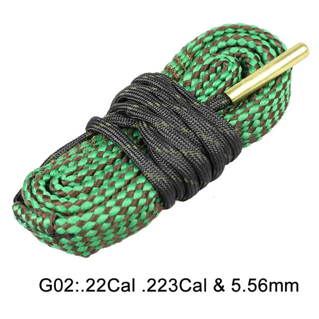 Hunting Gun Bore Cleaner Rope .22 Cal.223 Cal.38 Cal& 5.56mm 7.62mm 12GA Rifle Cleaning Brush Kit Tool Rifle Barrel Calibre Rope