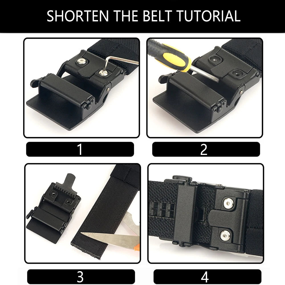 TUSHI Tactical Military Belt for Men Sturdy Nylon Metal Automatic Buckle Police Duty Gun Belt Outdoor Girdle IPSC Accessories