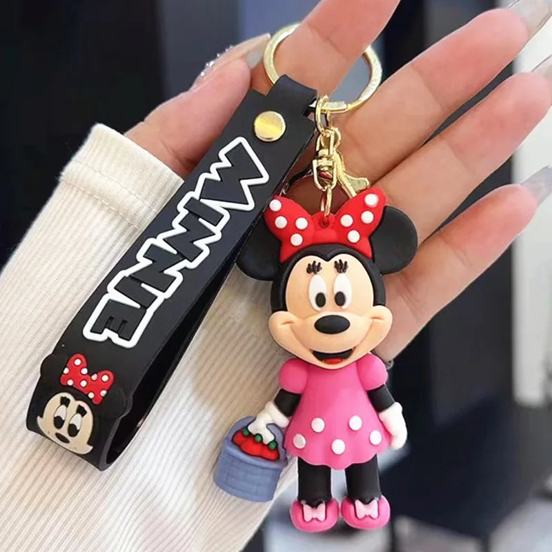 Wholesale Anime Disney Keychain New Mickey Mouse Minnie Lilo & Stitch Doll Keyring Ornament Key Chain Car Pendant Kid Toys Gifts