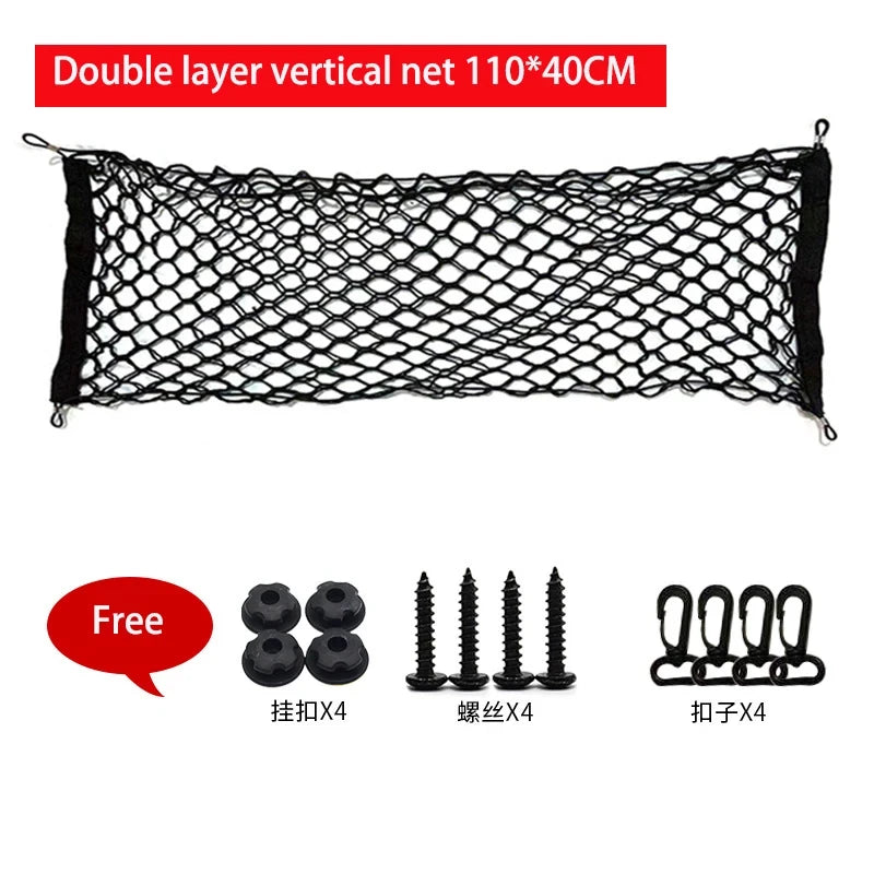 Universal Large Car Cargo Net Nylon Elastic Mesh Luggage Cargo Storage Pickup Tidy Net for Van SUV Truck Mesh Network Pocket