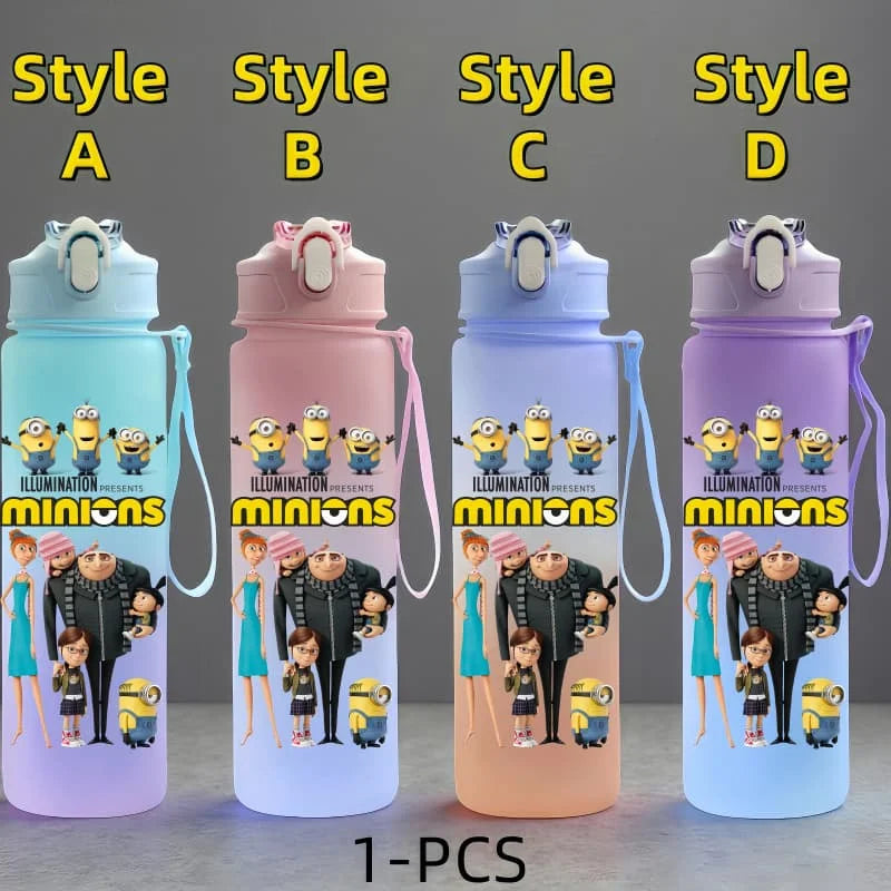 Minions Anime Character Water Cup Large Capacity Outdoor Sports Portable Rope Drinking Bottle Children's Gift Kettle