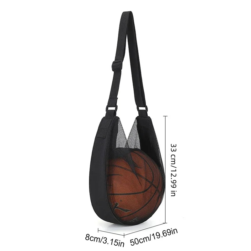 Sports Gym Ball Bag with Zipper Pocket Bag Shoulder Bag Drawstring Storage Oxford Mesh Backpack Basketball Football Pocket Pouch