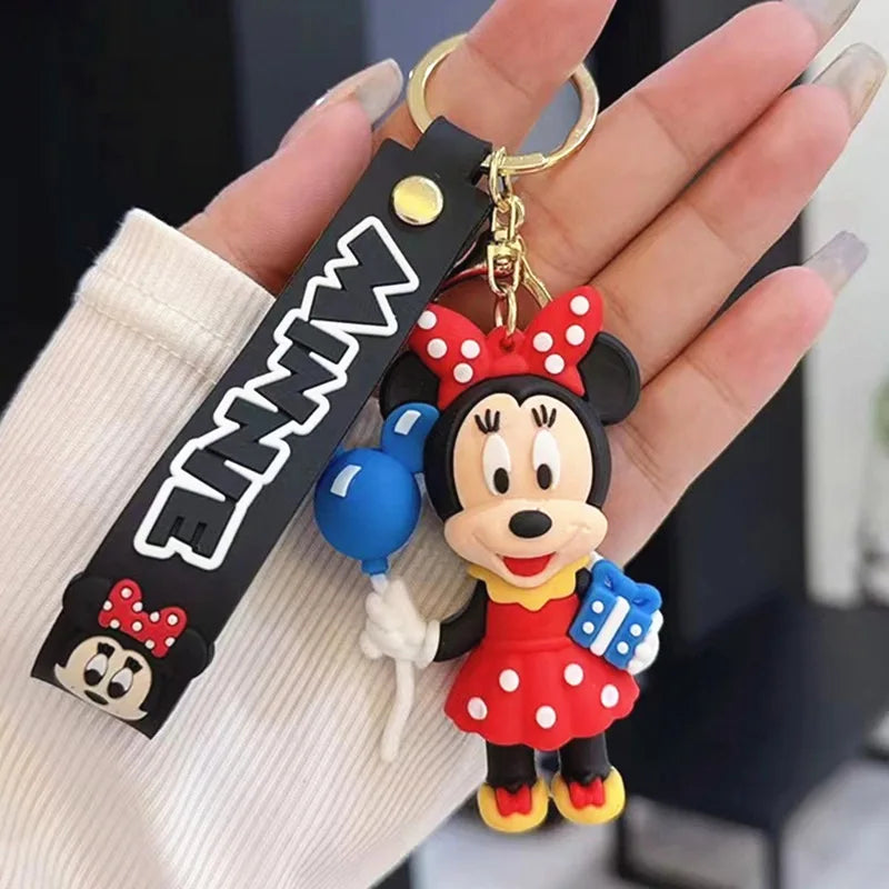 Wholesale Anime Disney Keychain New Mickey Mouse Minnie Lilo & Stitch Doll Keyring Ornament Key Chain Car Pendant Kid Toys Gifts