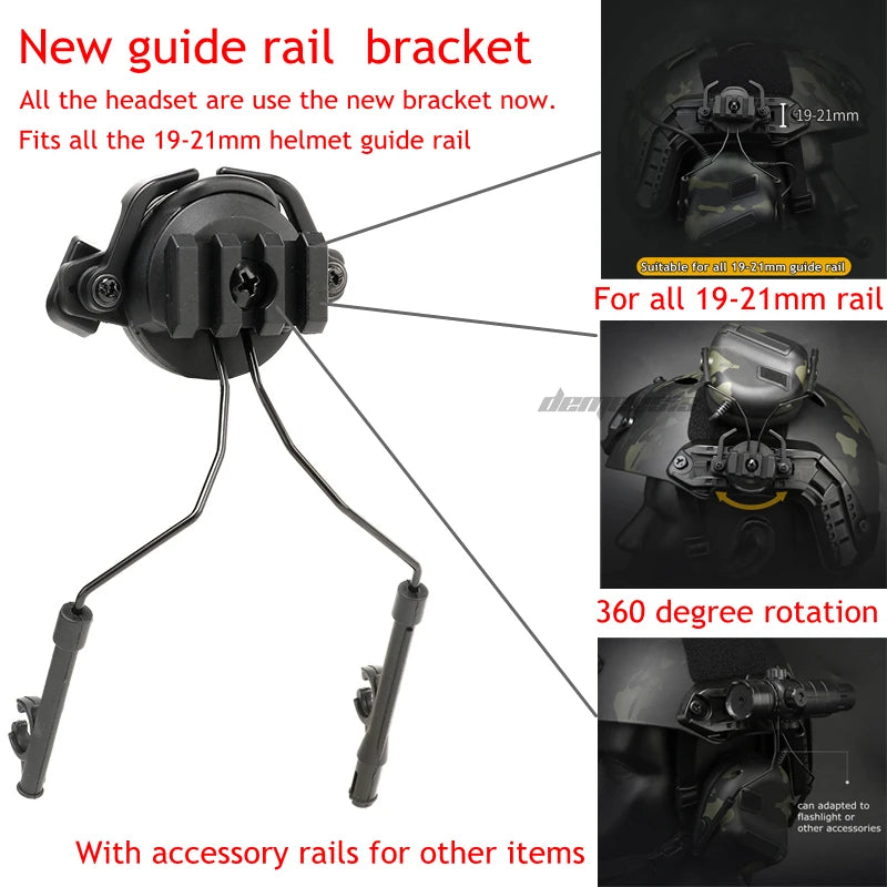 Tactical Helmet Headset with Fast Helmet Rail Adapter Airsoft Communication Headphone Outdoor Hunting Shooting Headset