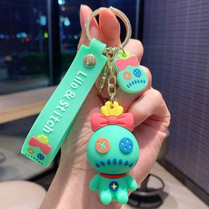 Wholesale Anime Disney Keychain New Mickey Mouse Minnie Lilo & Stitch Doll Keyring Ornament Key Chain Car Pendant Kid Toys Gifts