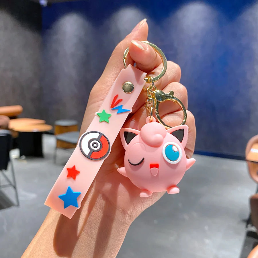 New Pokemon Pikachu Keychain Anime Cartoon Key Chain Charmander Psyduck Fashion Bag Keyring Pendant Accessories Toys Kids Gifts