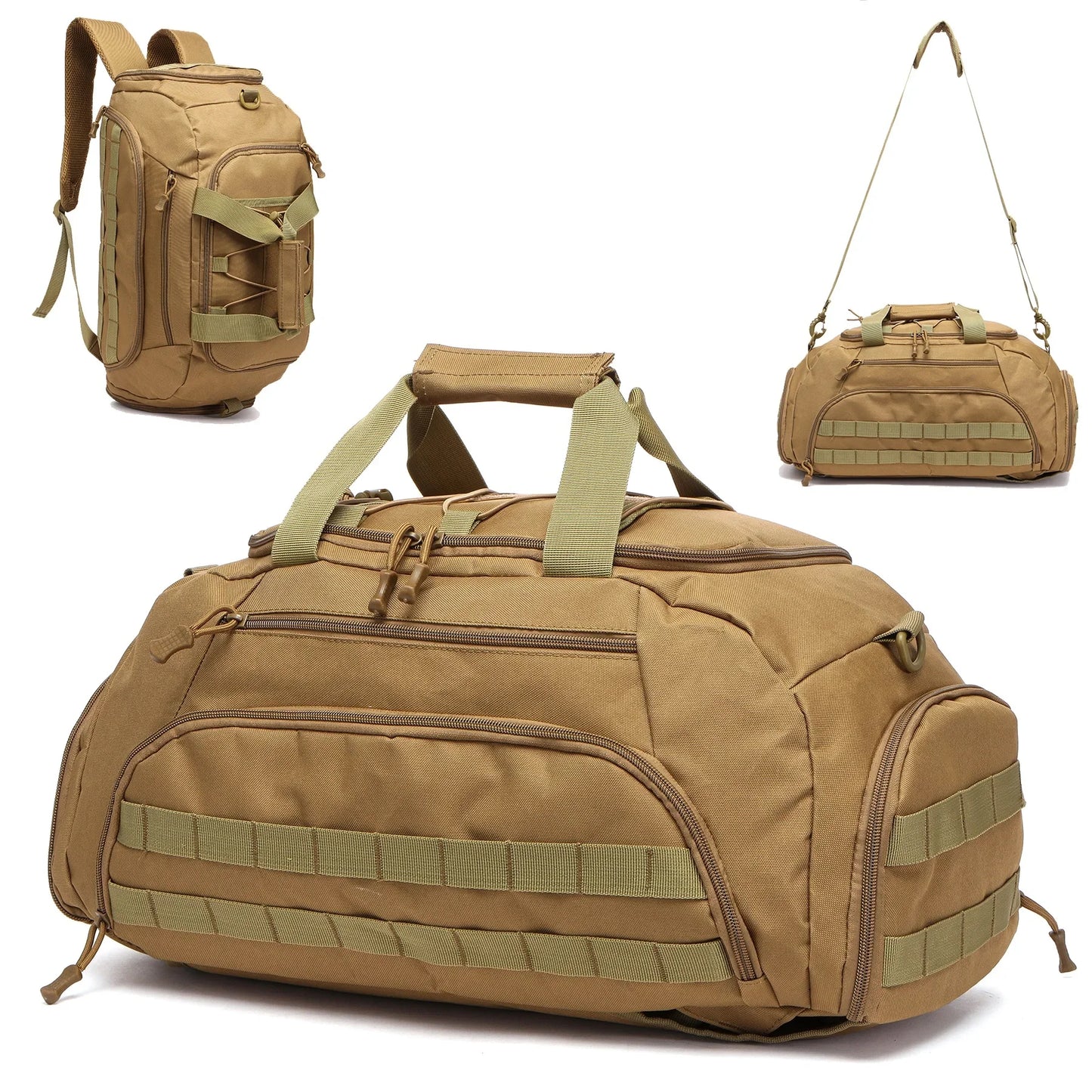 Gym Backpack with Shoe Compartment Convertible Duffel Sling Bag for Men Women Weekender Overnight Bag 3-in-1 Tactical Travel Bag