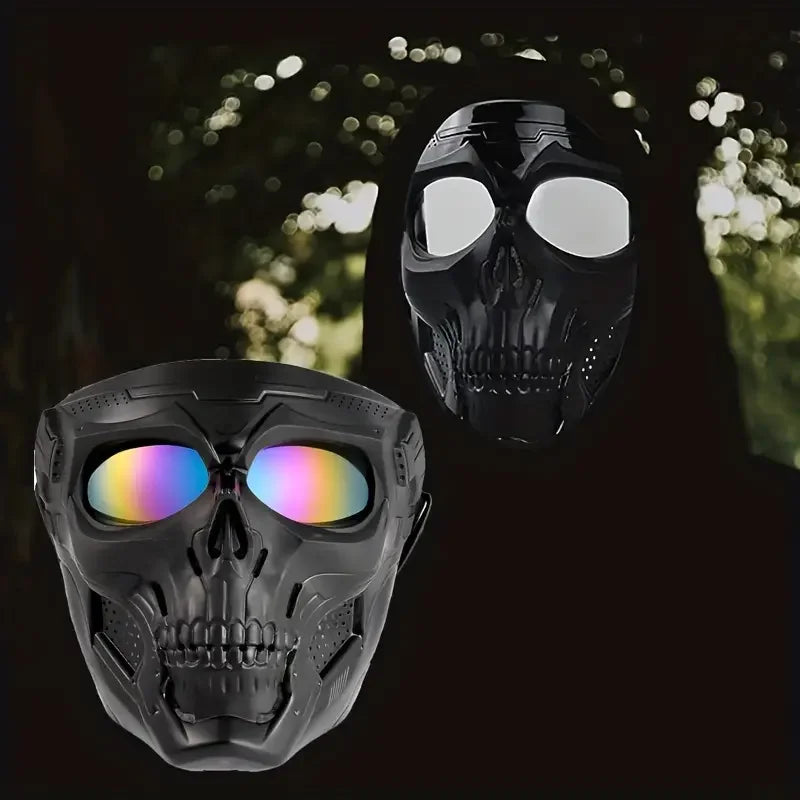 Tactical Skull Mask with Windproof Goggles for Outdoor Sports and Motorcycle Riding