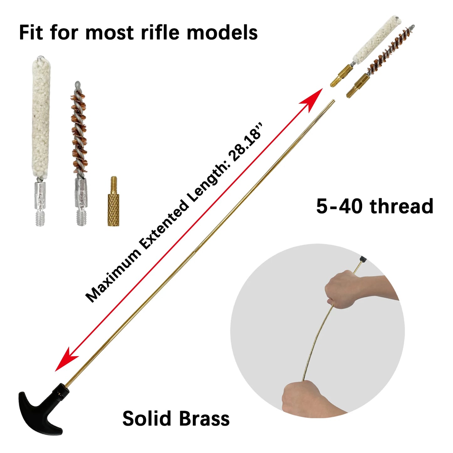 Rifle Gun Barrel Cleaning Kits for .177/.22 (4.5/5.5mm) Caliber, Bore Brush,Pistols Airgun Gun Care Cleaning Rod Brush Set