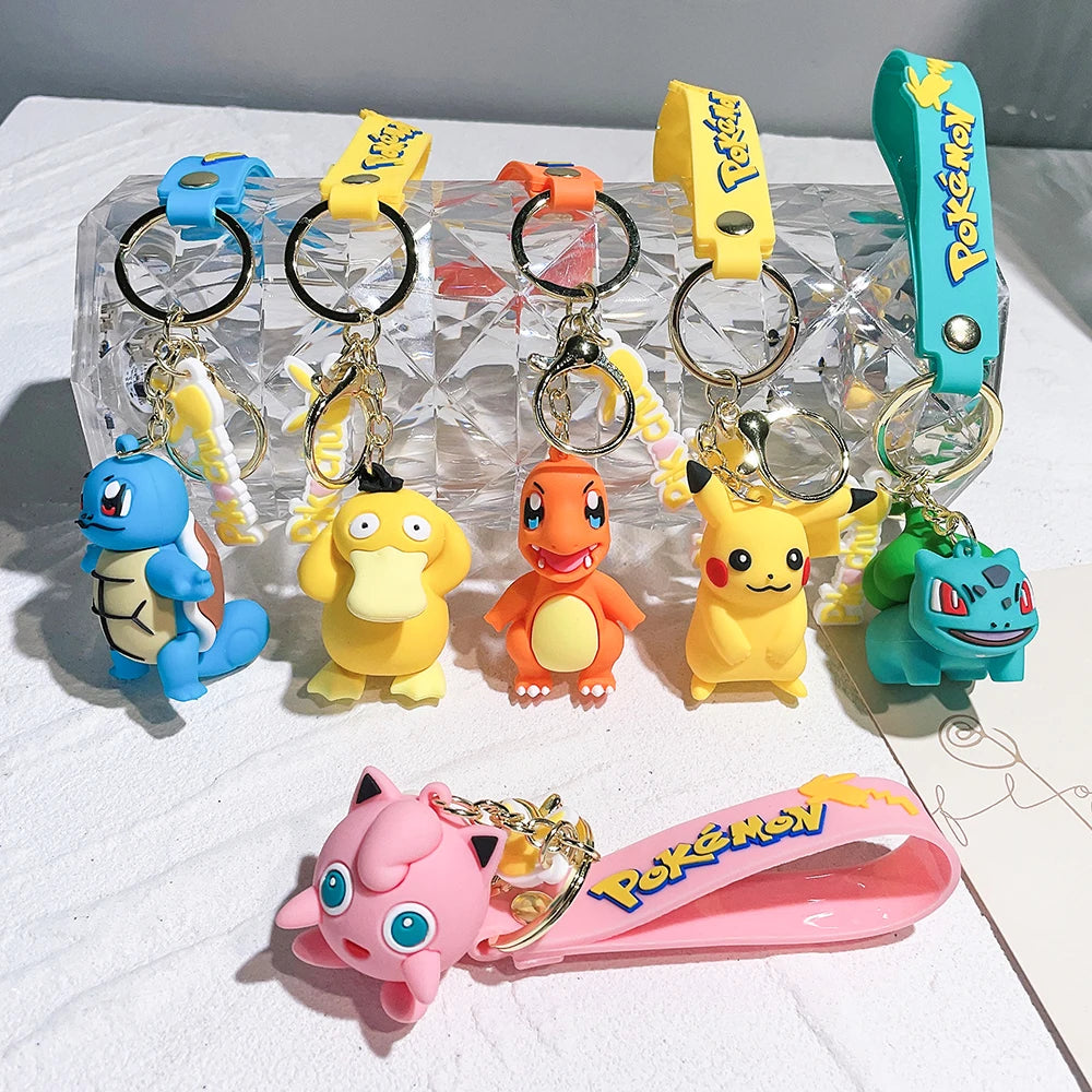 Original Pikachu figurine fashionable cartoon keychain Pokémon anime decorative model toy car decoration children's