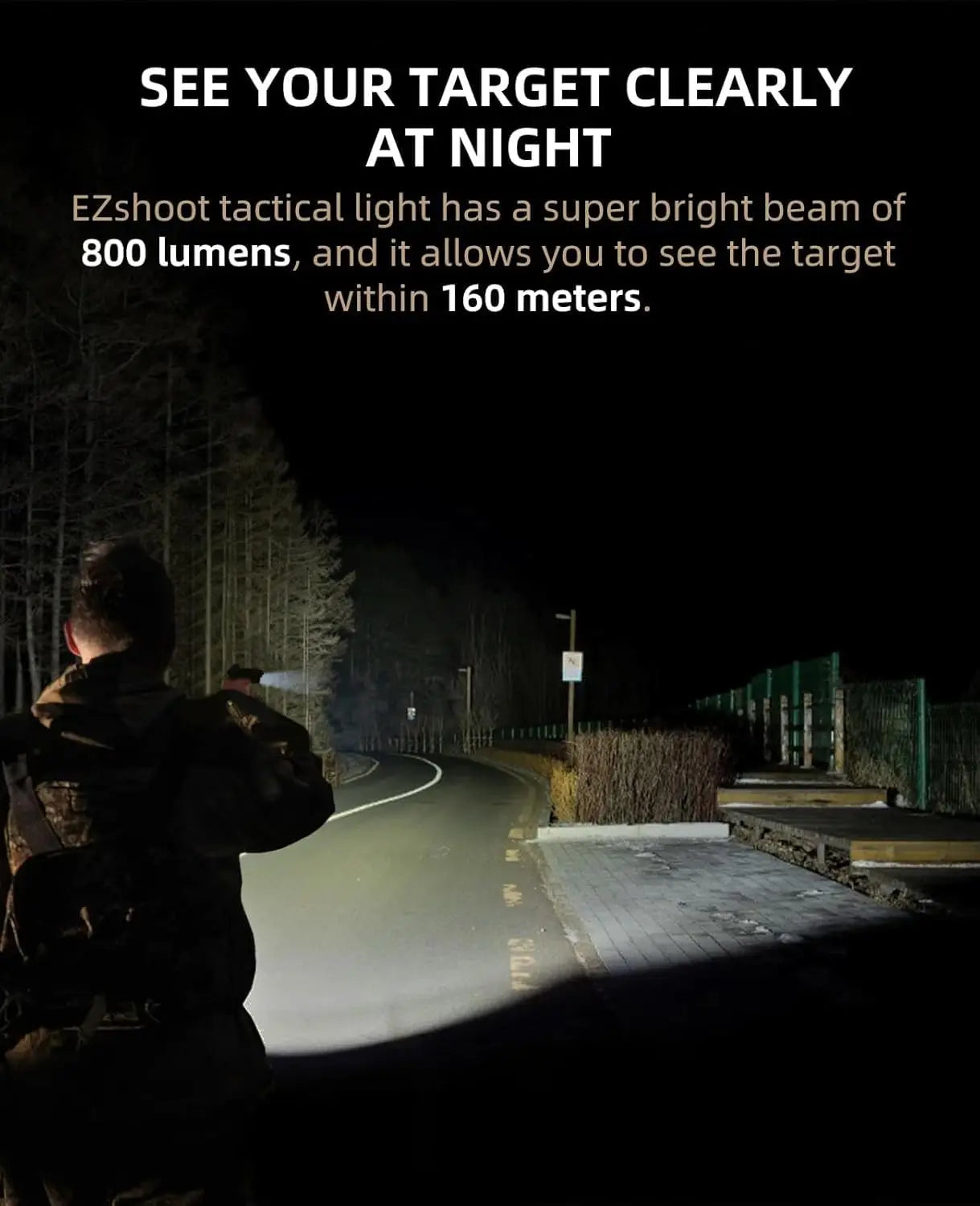 Tactical Flashlight 800 Lumens LED Light with Pistol Picatinny and GL Rails USB Rechargeable Strobe Mode