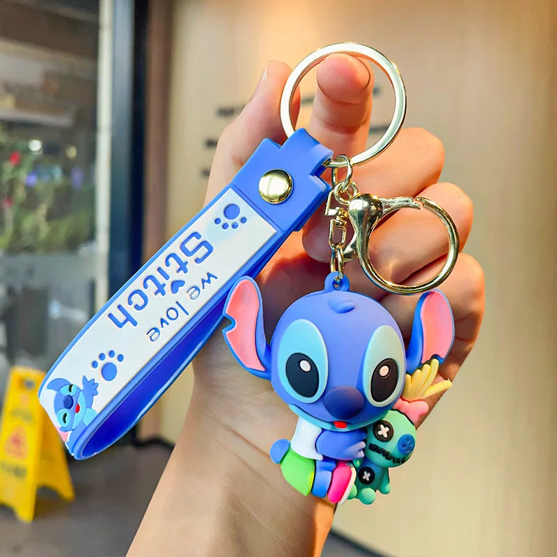 New Cartoon Anime Disney Keychain Mickey Mouse Minnie Lilo & Stitch Keyring Key Chain Car Pendant Kids Toys Gift Wholesale
