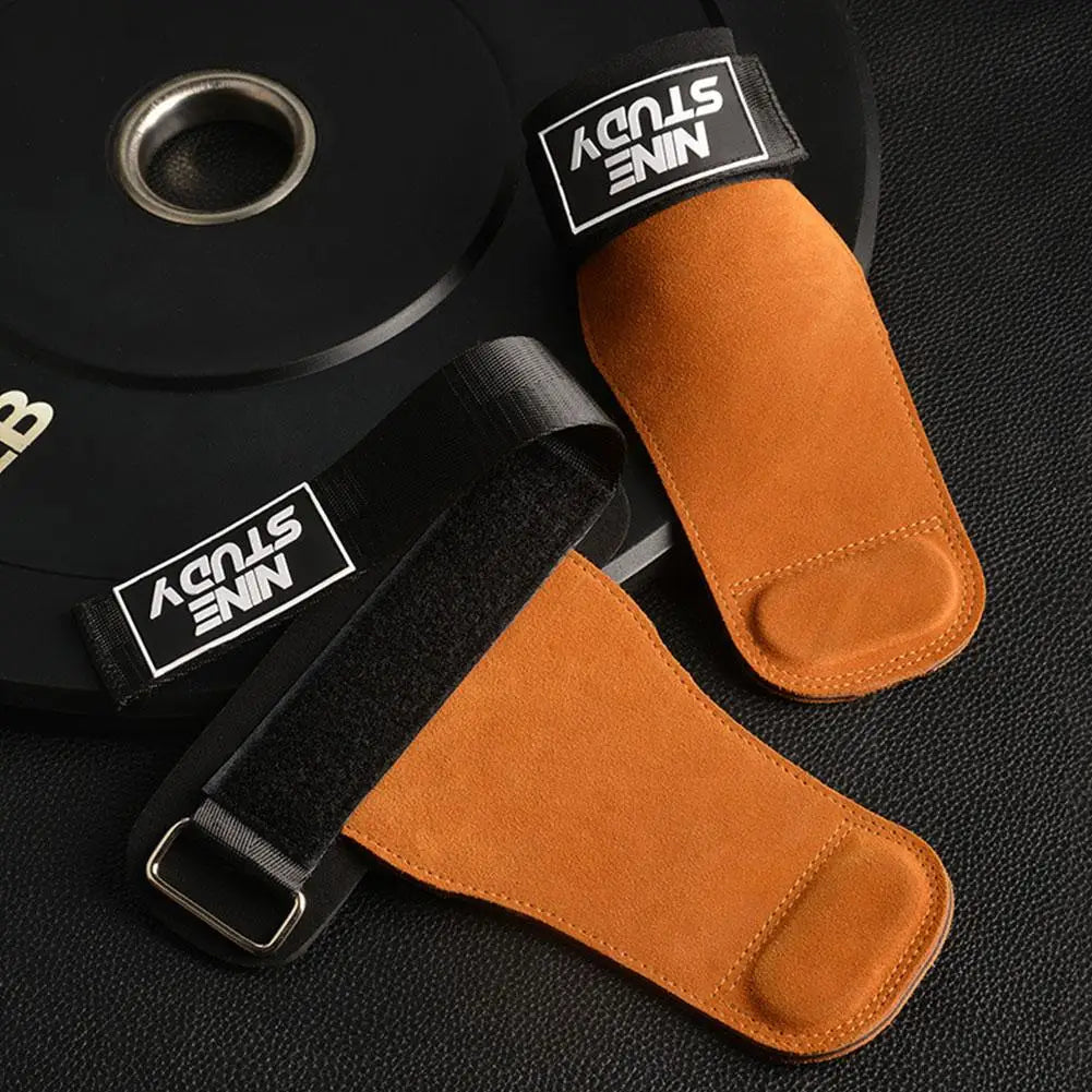 Gym Gloves Three Fingers Cowhide Weightlifting Workout Hand Palm Protector Gymnastics Hand Grips Pull up, Kettlebells, Training