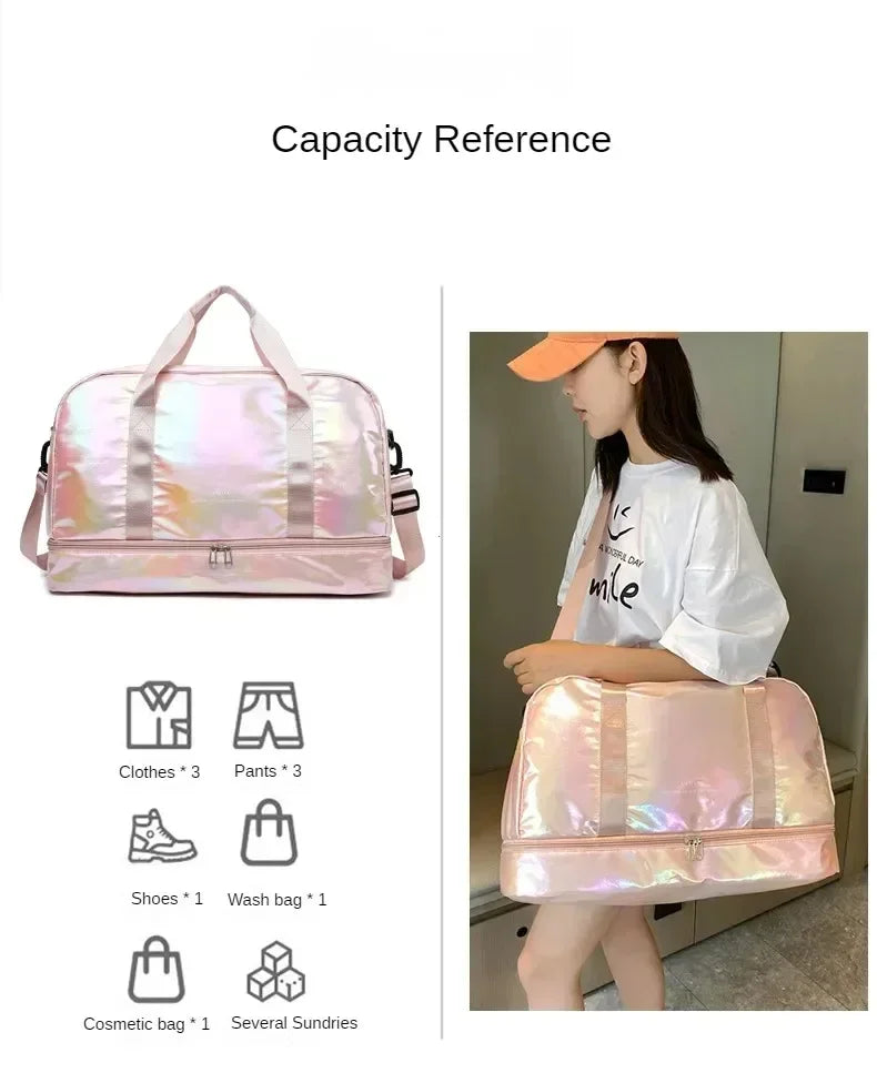 Women's gym travel bag large capacity handbag shoulder bag dry and wet separation sports fitness bag leisure luggage bag