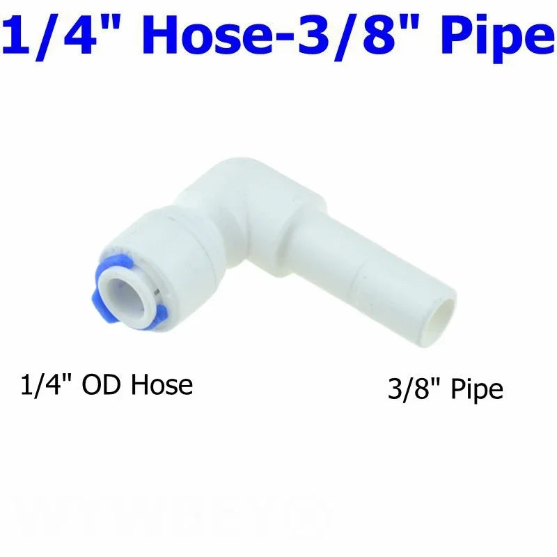 Reverse Osmosis 1/4 3/8 Hose Connection Quick Coupling 1/4 3/8 Stem L Straight Tee RO Water Aquarium Plastic Joint Pipe Fitting