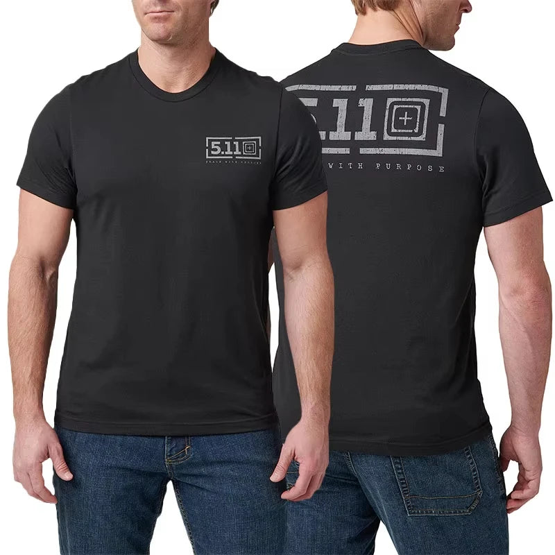 USA 5.11 Outdoor Short Sleeved Men Breathable Sweating Training Sport Printed Quick Drying T-Shirt Fighting Boxing Shirt