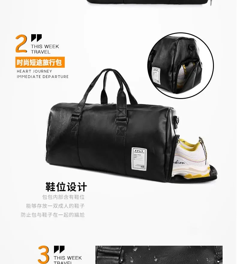 Gym Bag Leather Sports Bags Dry Wet Bags For Men Women Training for Shoes Fitness Yoga Travel Luggage Shoulder Sport Bag