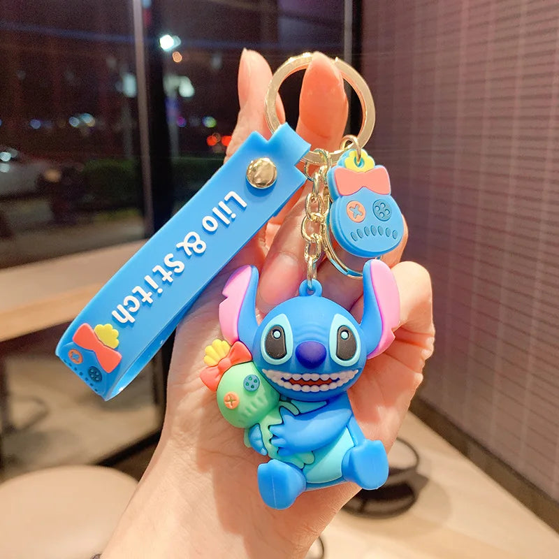 New Cartoon Anime Disney Keychain Mickey Mouse Minnie Lilo & Stitch Keyring Key Chain Car Pendant Kids Toys Gift Wholesale