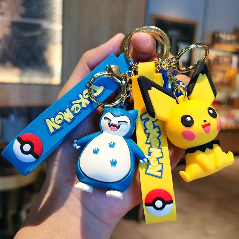 Pokemon Doll Pikachu Keychain Pendant Anime Cute Snorlax Eevee Doll Backpack Pendant Keychain Men and Women Car Keychain