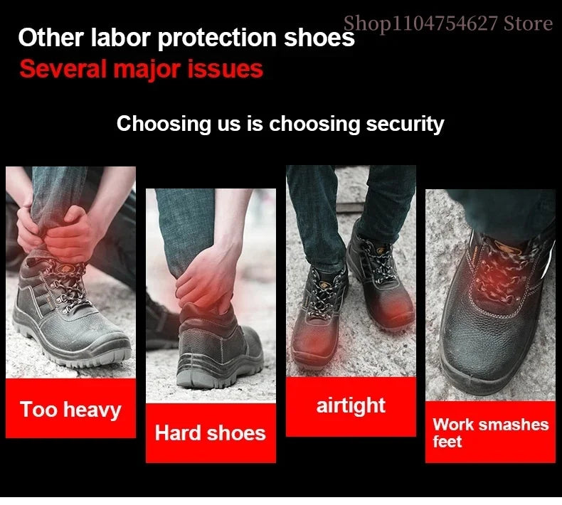 Work sports shoes Steel toe shoes Men's safety shoes Puncture-proof work shoes Boots Fashion durable shoes Safety protective sho