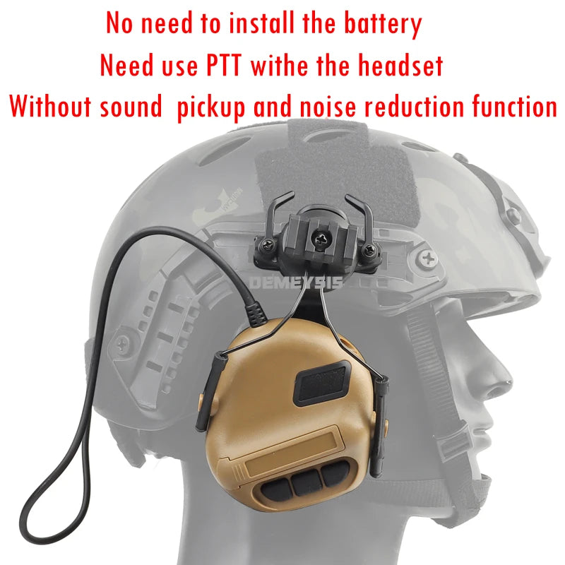 Tactical Helmet Headset with Fast Helmet Rail Adapter Airsoft Communication Headphone Outdoor Hunting Shooting Headset