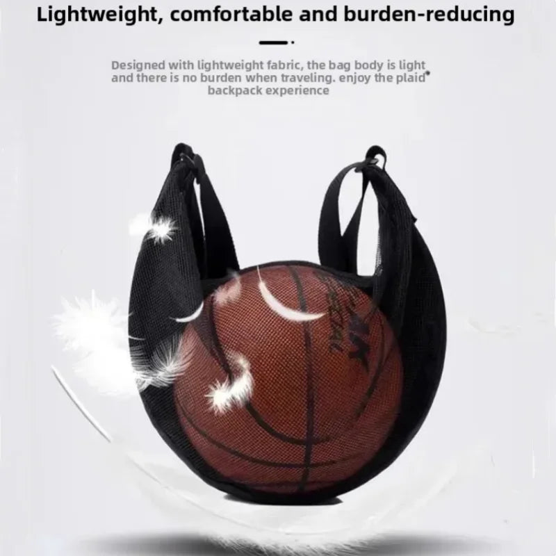 Sports Gym Ball Bag with Zipper Pocket Bag Shoulder Bag Drawstring Storage Oxford Mesh Backpack Basketball Football Pocket Pouch