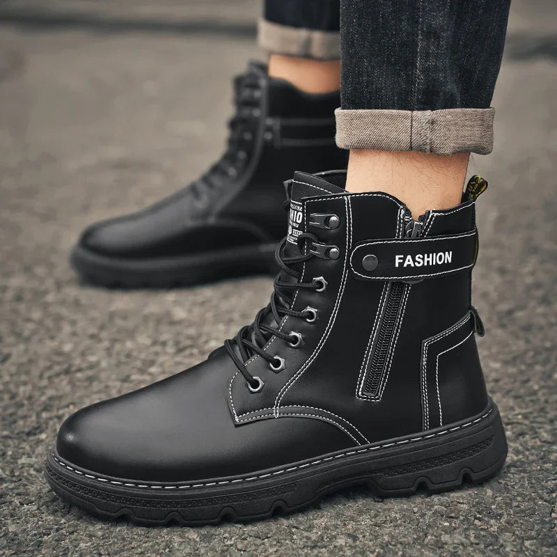 High-top boots, British style, casual and versatile, men's shoes for workwear
