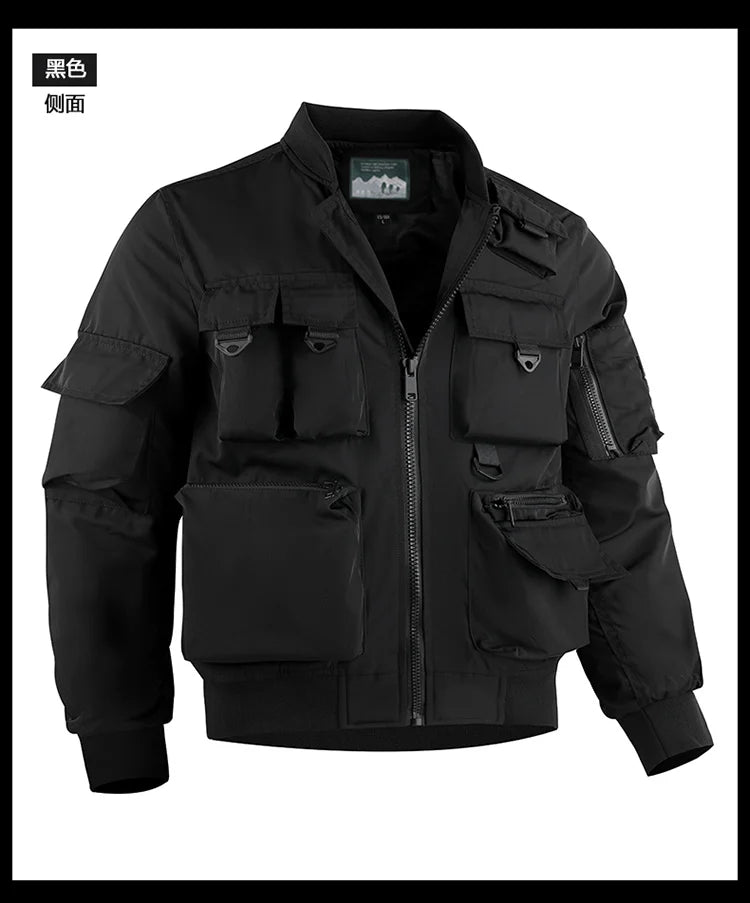 Tactical Jacket Men Autumn and Winter Casual Versatile Trend Outdoor Safari Style Cargo Coat Windproof Campus Clothing