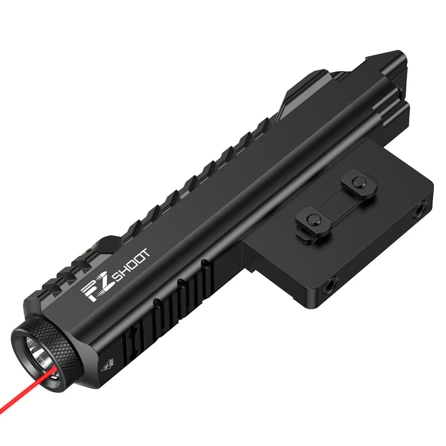 Tactical Flashlight 2400 Lumens Rifle Laser Light Rechargeable Picatinny and M-Rail Red Light Laser Beam Strobe Mode